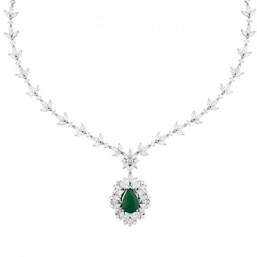 14,56 ct. Diamant Natur Smaragd Halskette